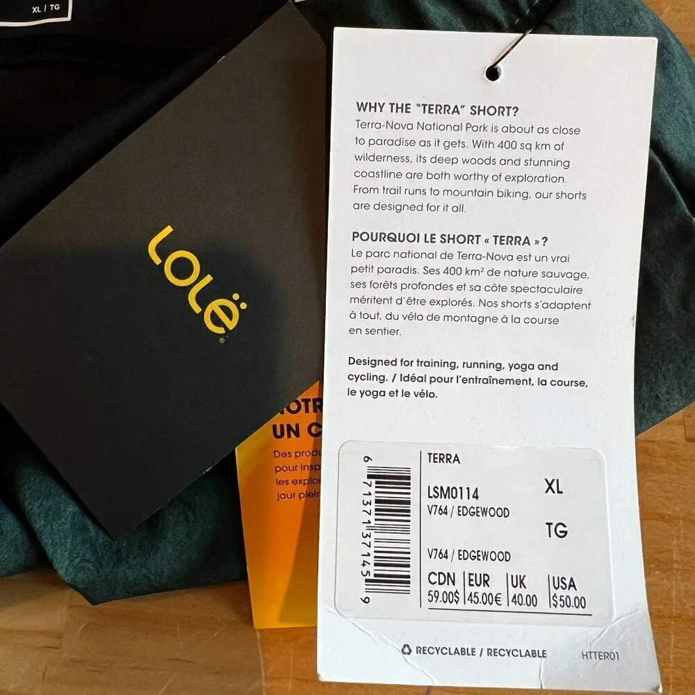 Lole Men's Terra Sports Running Yoga Short Lined Sz XTRA-LARGE in Edgewood